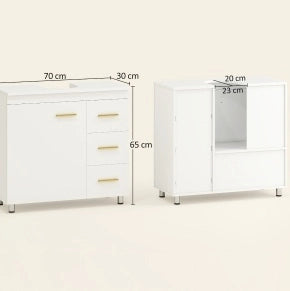 Mobile bagno sottolavabo bianco con ante e cassetti