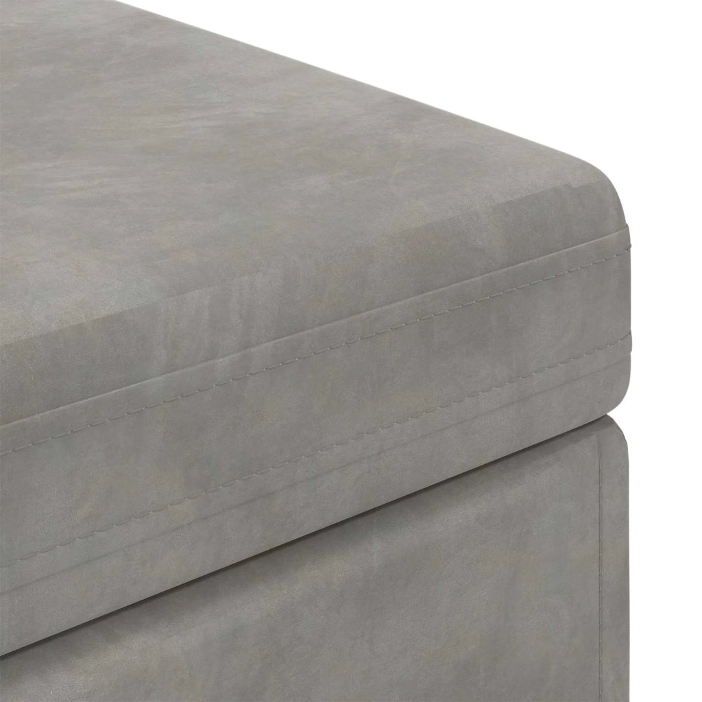 Pouf Grigio chiaro Velluto e Legno Ingegnerizzato
