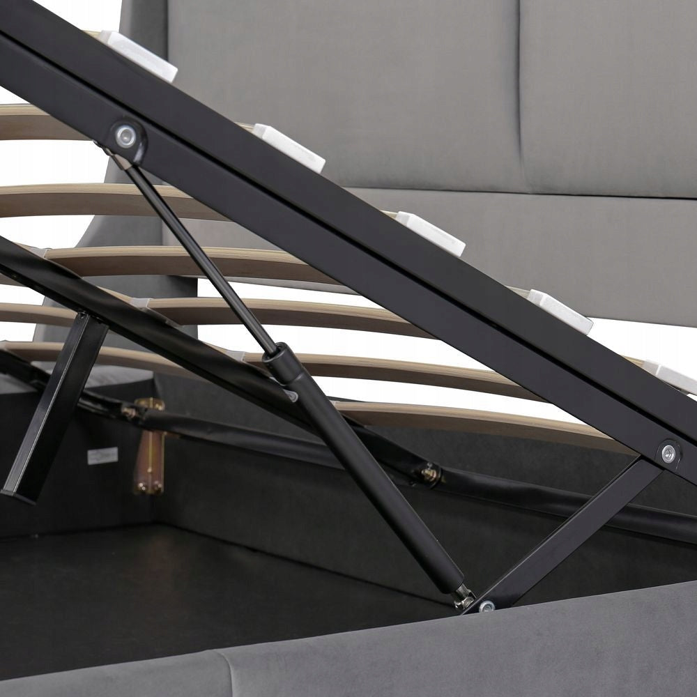 Letto con contenitore imbottito - Xylo - 180x200cm - Grigio - Idraulica