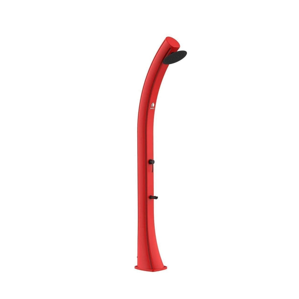 Sined Sole Xxl Doccia Solare Curva In Polietilene Con Lavapiedi Serbatoio Da 40 Lt Rossa Rubinetto Lavapiedi Accessori In Metallo Colore Nero