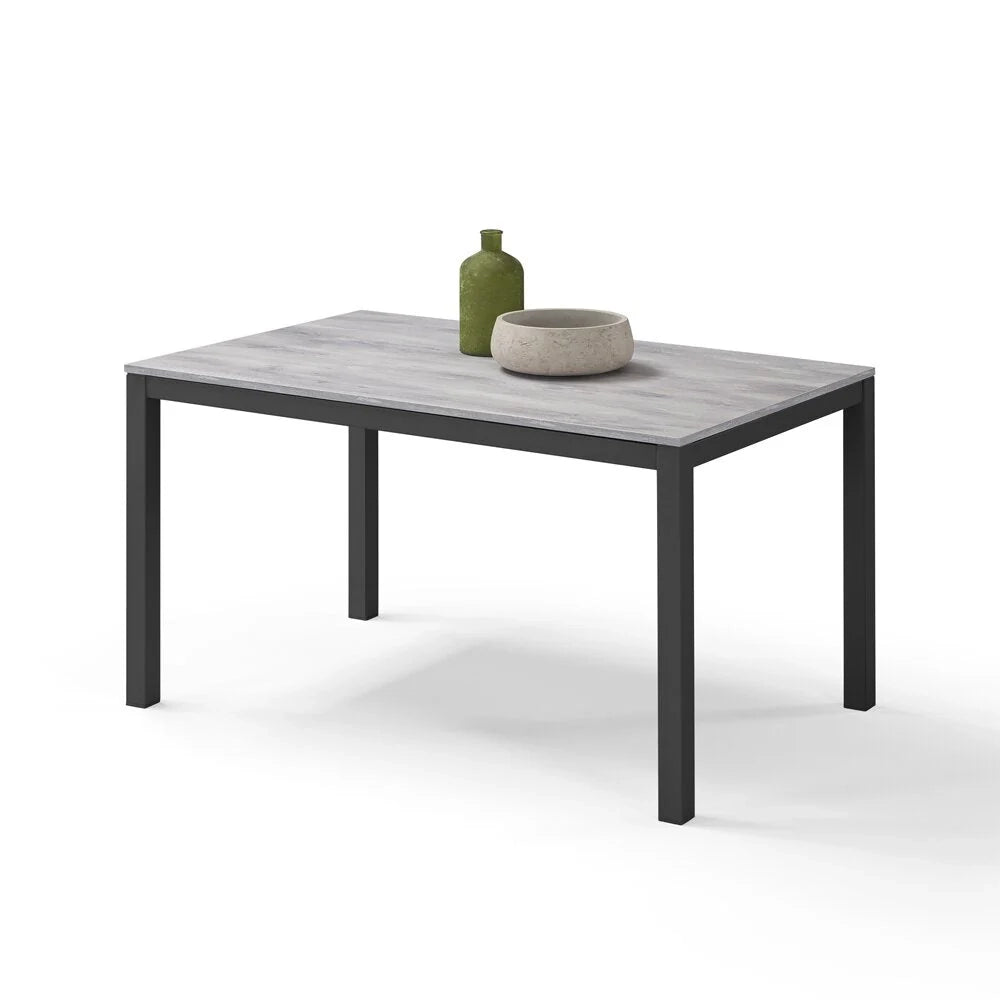 Tavolo da pranzo allungabile Cemento Ghisa 110x70 modello GIOTTO MADE IN ITALY con allunga laterale 40 cm per sala da pranzo, cucina e soggiorno, design moderno