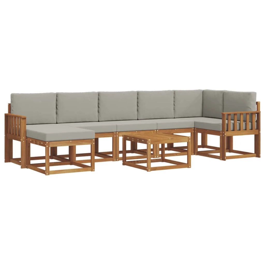 Set di divani da esterno 8 pcs Grigio Naturale e Chiaro
