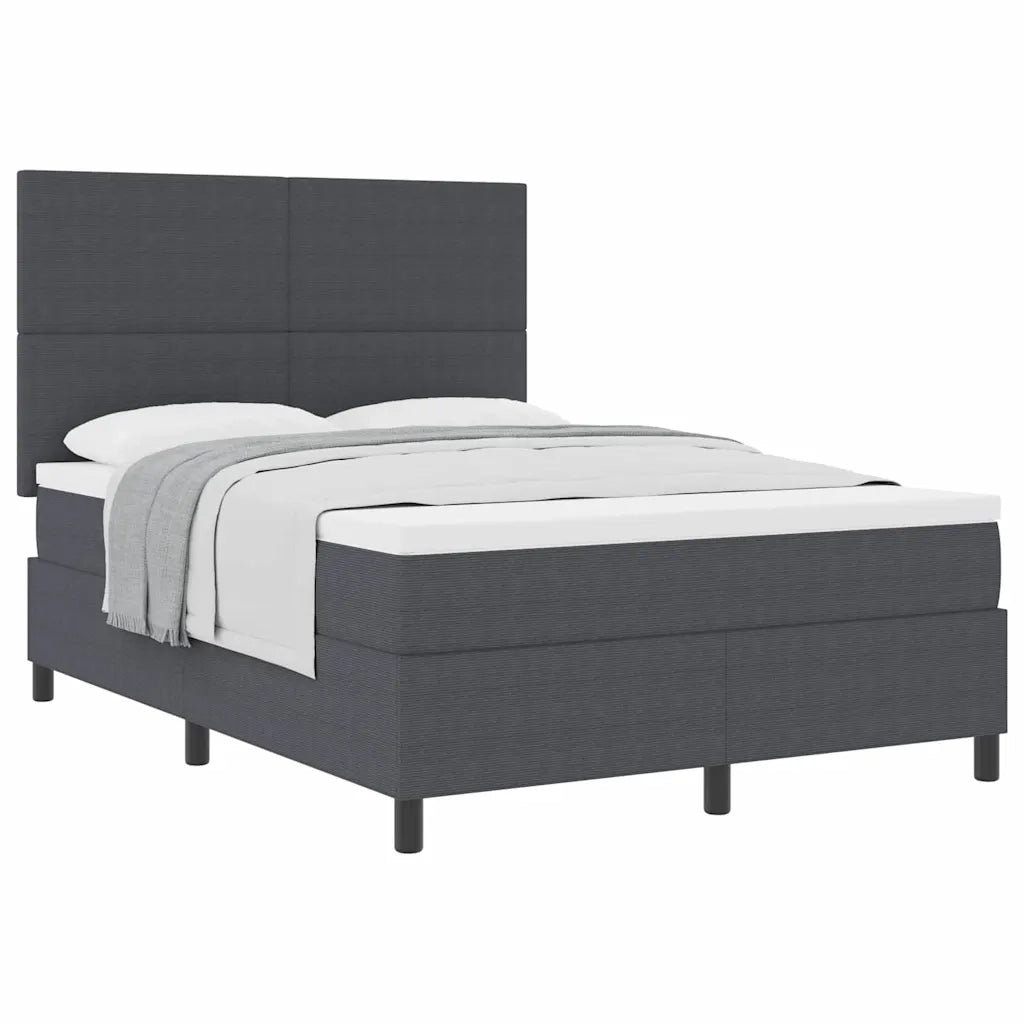 Letto a molle con testiera Grigio Scuro e Bianco 140 x 190 cm 3337556