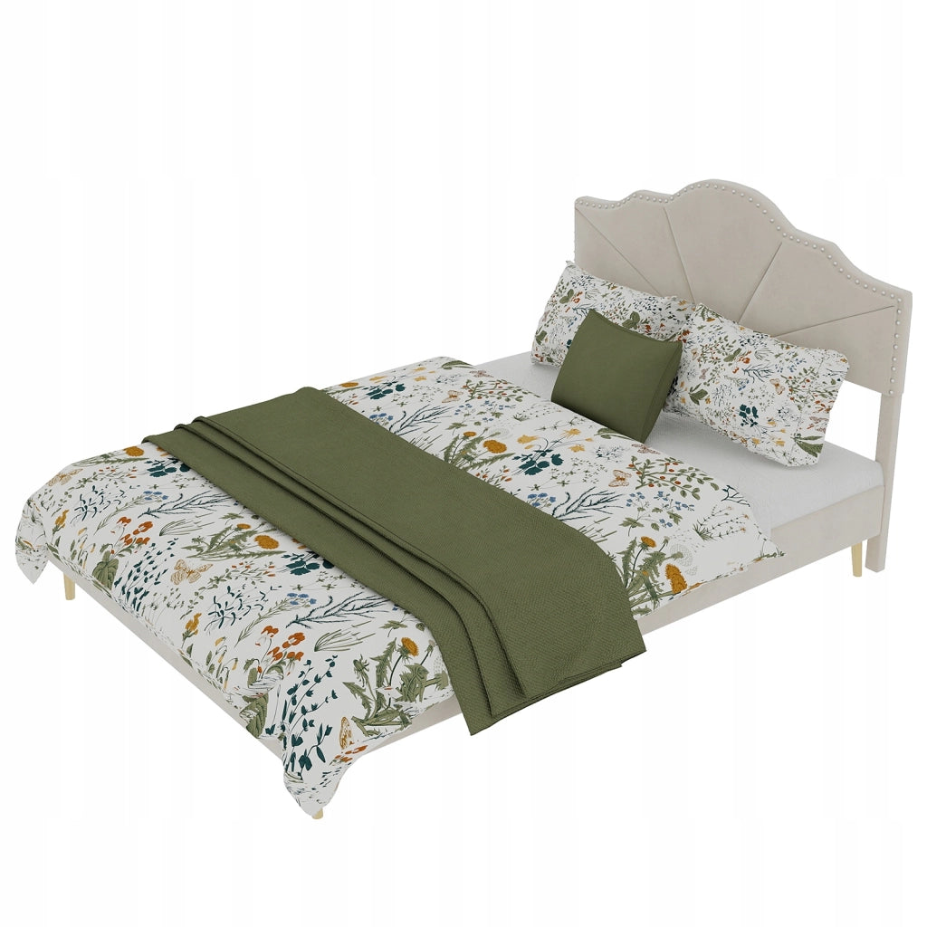 Letto imbottito 160x200 beige - Xylo - Telaio basso