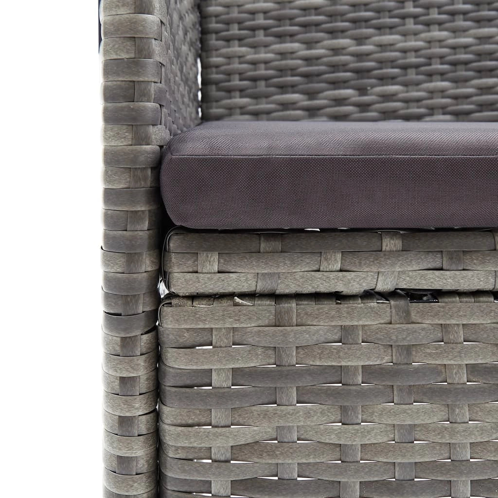 Set da pranzo da giardino 5 pezzi con mobili da esterno e cuscini grigio/nero 02_0014188