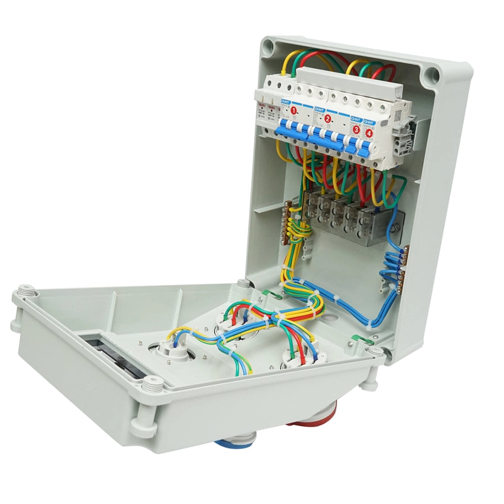 Pannello gruppo prese per organizzazione cantiere 2x250V/16A, 2x415V/32A, 380x280x150mm IP44/IP67 SUNTREE