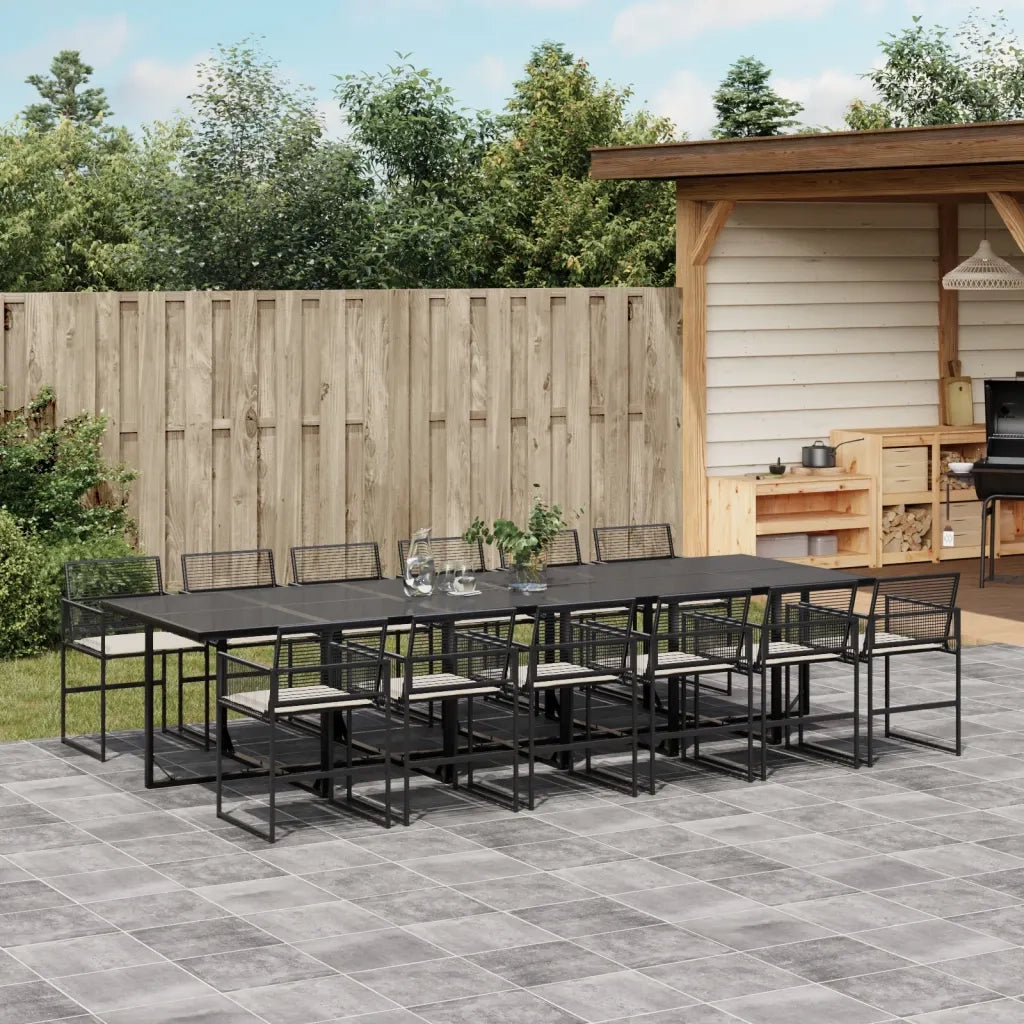 vidaXL Set da Pranzo da Giardino 13pz con Cuscini Nero in Polyrattan