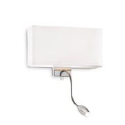 Applique Moderna Hotel Metallo Bianco E Cromo 2 Luci E27+Led 1,5W