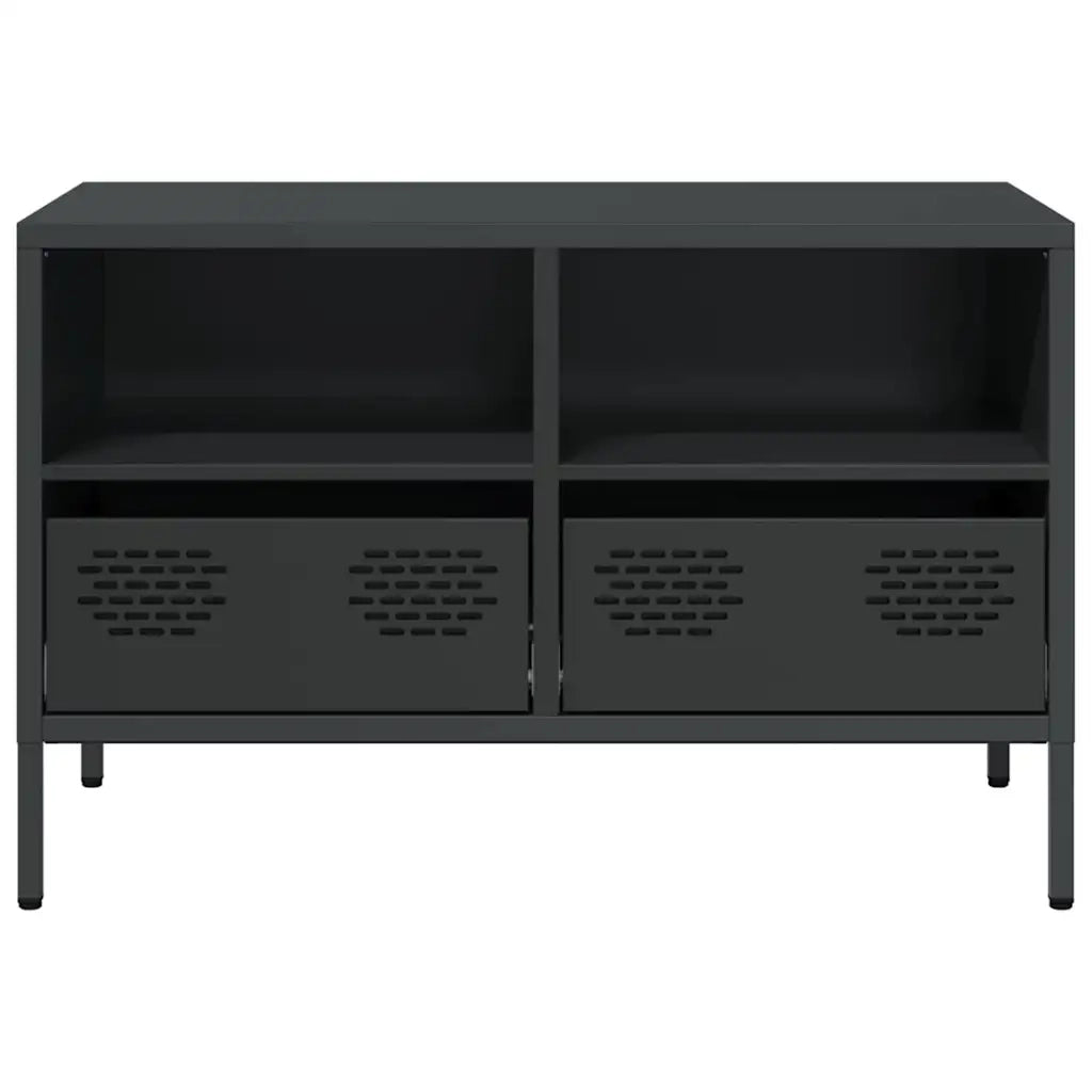 Mobile TV-Credenza per TV-Console TV Nero 68x39x43,5cm in Acciaio Laminato a Freddo 961441