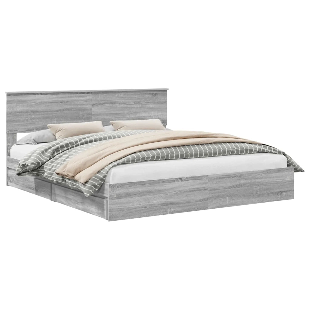 Letto con Contenitore con testiera Grigio Sonoma 200 x 200 cm