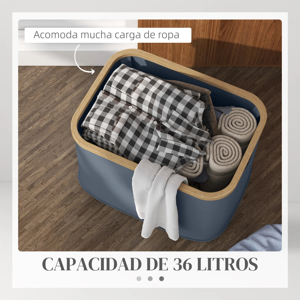 Cestino Portabiancheria Pieghevole 36 L con Manici ¨C Zephmum ¨C Grigio 44.3x33.3x26.5 cm