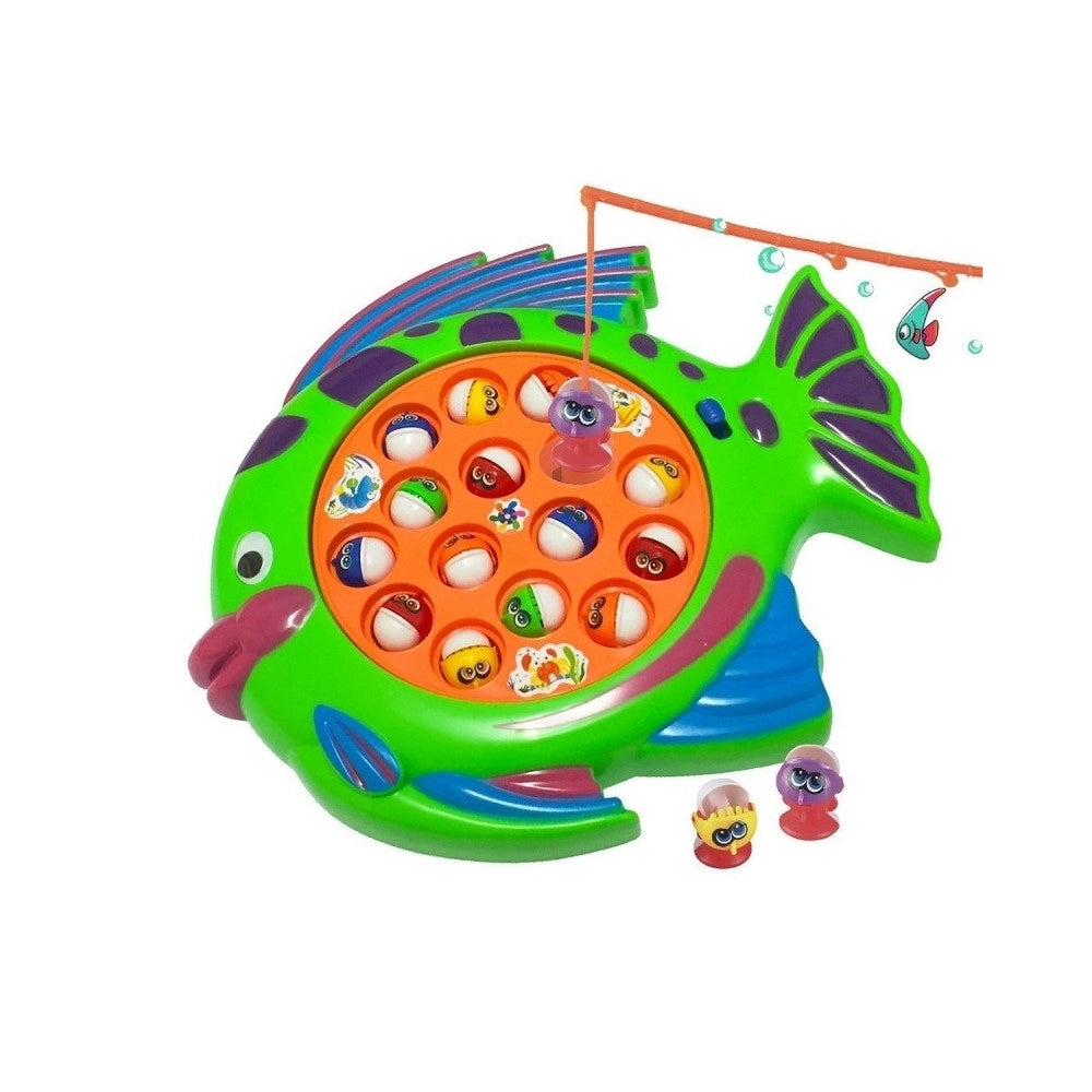 Trade Shop - Pesca Pazza Forma Pesce 15 Pesci Gioco Tavolo Bambini Effetti Sonori Gara 4canne -