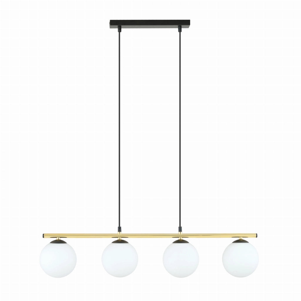 Lampadario Emibig Allora 4xE14 vetro bianco oro nero