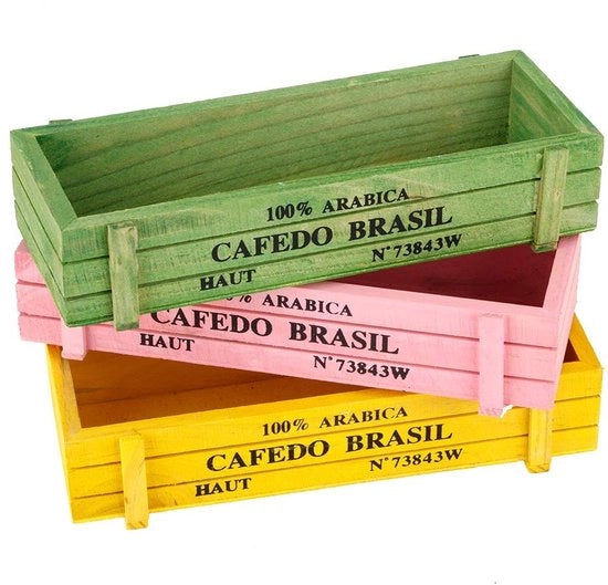 Vaso di Piante in Legno - Pianta per Interni - Piante Grasse/Cacti - Legno di Abete Duraturo - Decorazione per Casa/Ufficio - Formato Compatto