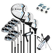 Set completo di mazze da golf da uomo 15 pezzi 87 x 28 x 20,5 cm con pratica borsa porta treppiede in lega bianca 20_0011763