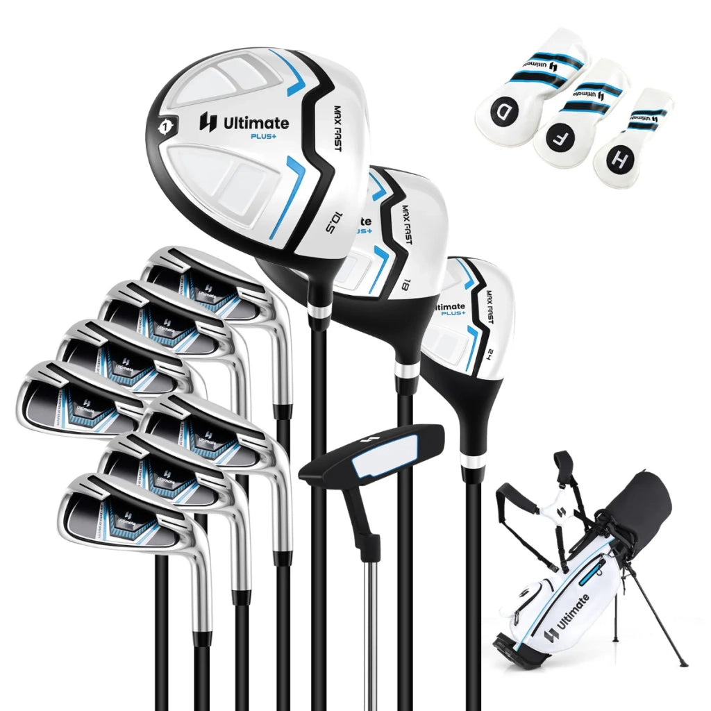 Set completo di mazze da golf da uomo 15 pezzi 87 x 28 x 20,5 cm con pratica borsa porta treppiede in lega bianca 20_0011763