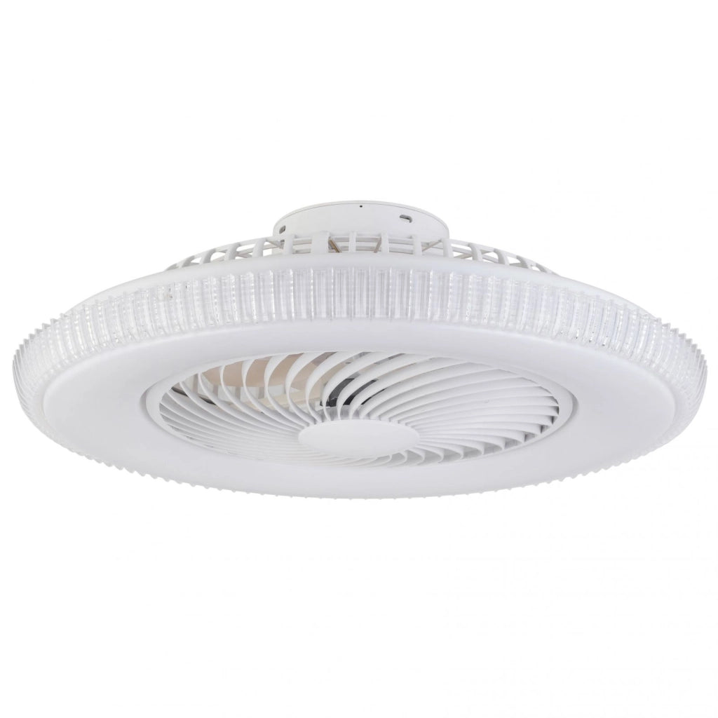PLAFONIERA LED CON VENTILATORE LEVANTE BIANCA IN ACRILICO PMMA 40W 4450LM CCT DIMMERABILE WI-FI CON TELECOMANDO INCLUSO 60X60X20CM LED-LEVANTE-INT
