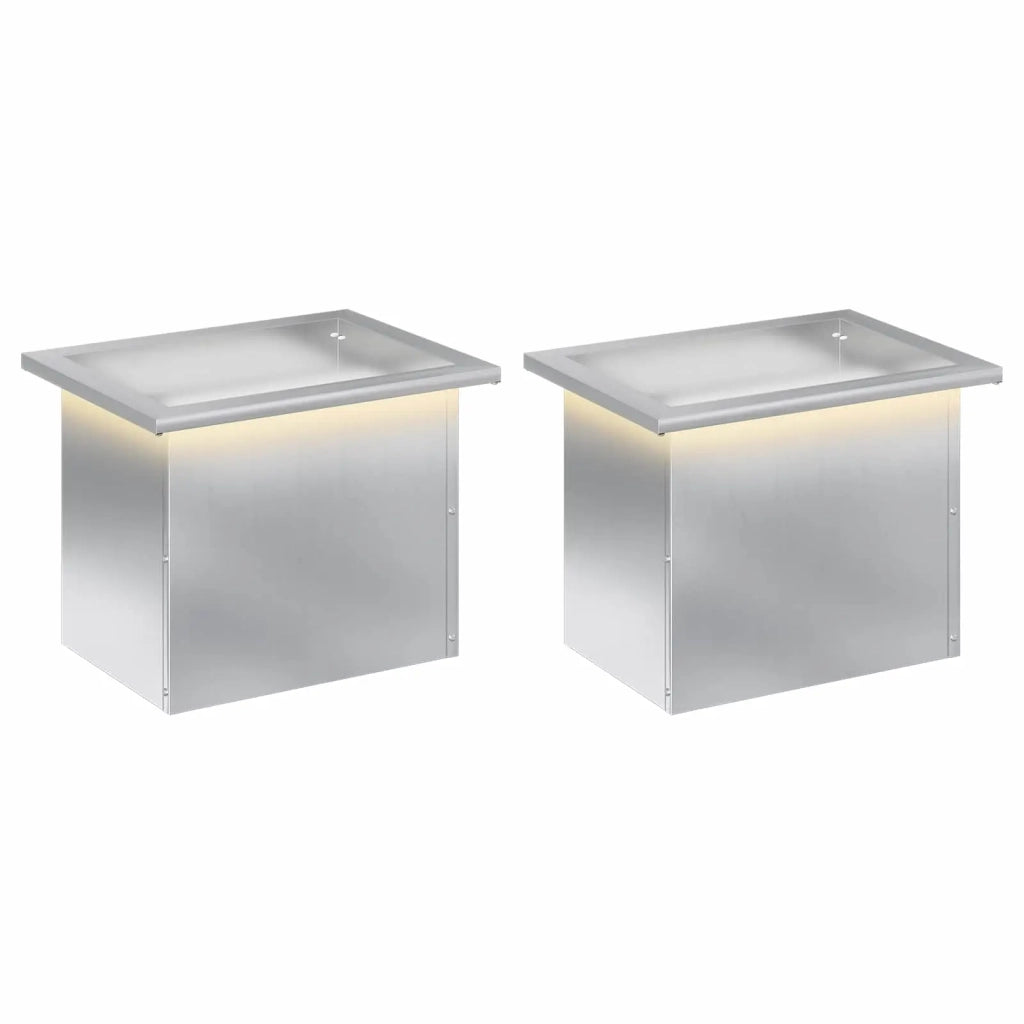 Fioriera da giardino con LED 2 pz Argento 30 x 40 x 30 cm 8008081