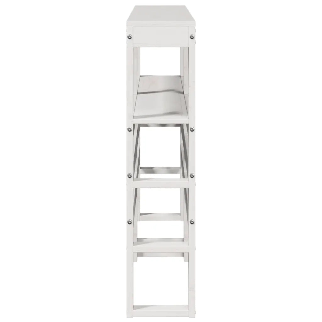 Testiera con Ripiani Bianca 140 cm in Legno Massello di Pino