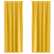 Tende Oscuranti | Tende Blackout con Anelli 2 pz Giallo senape 245 x 140 cm