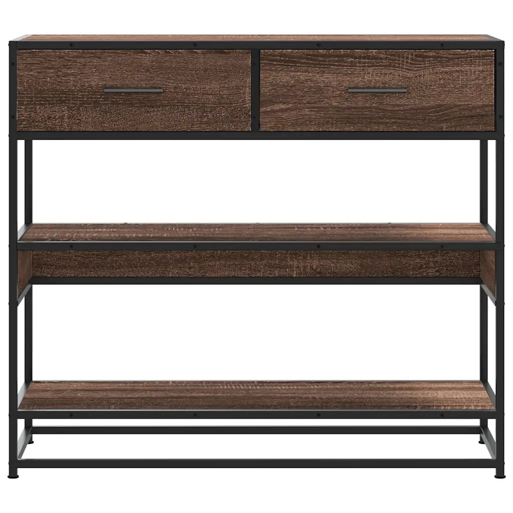 Tavolo Consolle Rovere Marrone 90x35x80 cm Legno Multistrato