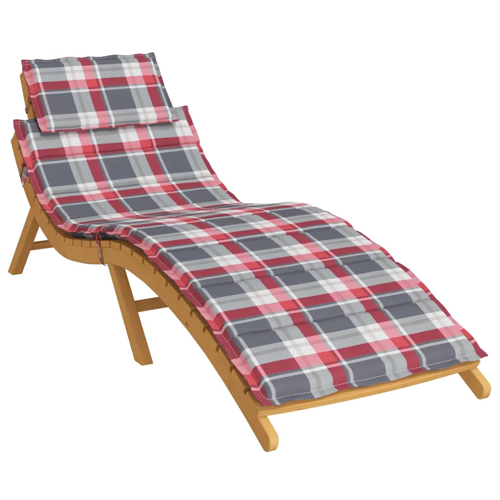 Cuscino per sedie | Cuscino per Lettino a Quadri Rossi 186x58x4cm in Tessuto Oxford
