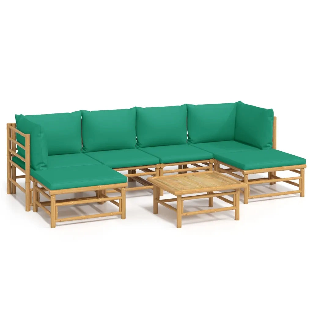 Set Salotto da Giardino 7pz con Cuscini Verdi BambÃ¹cod mxl 124234