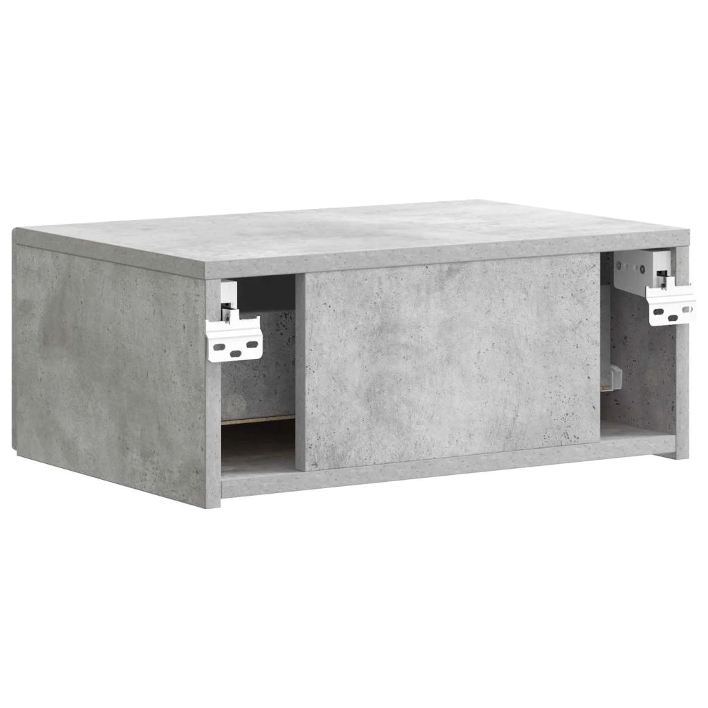Mobiletto da notte a muro con cassetto 2 pcs Grigio Cemento 898452
