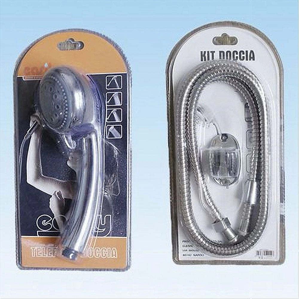 Trade Shop - Doccetta Multigetto Soffione Doccia Bagno Telefono Tubo 1,8mt Supporto Muro 52044 -
