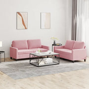 Set di Divani 2 pz con Cuscini rosa in Velluto