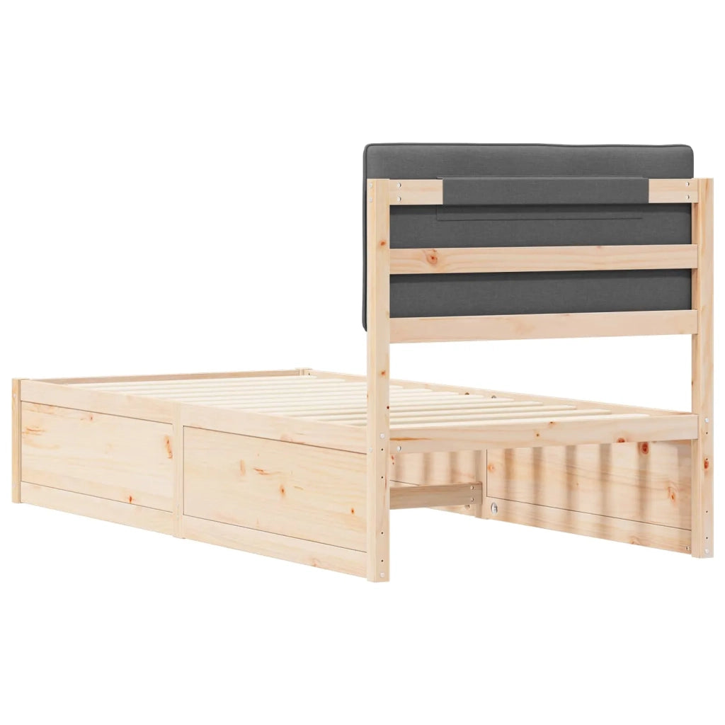 Letto con Testiera Rivestita Grigio scuro 90 x 200 cm
