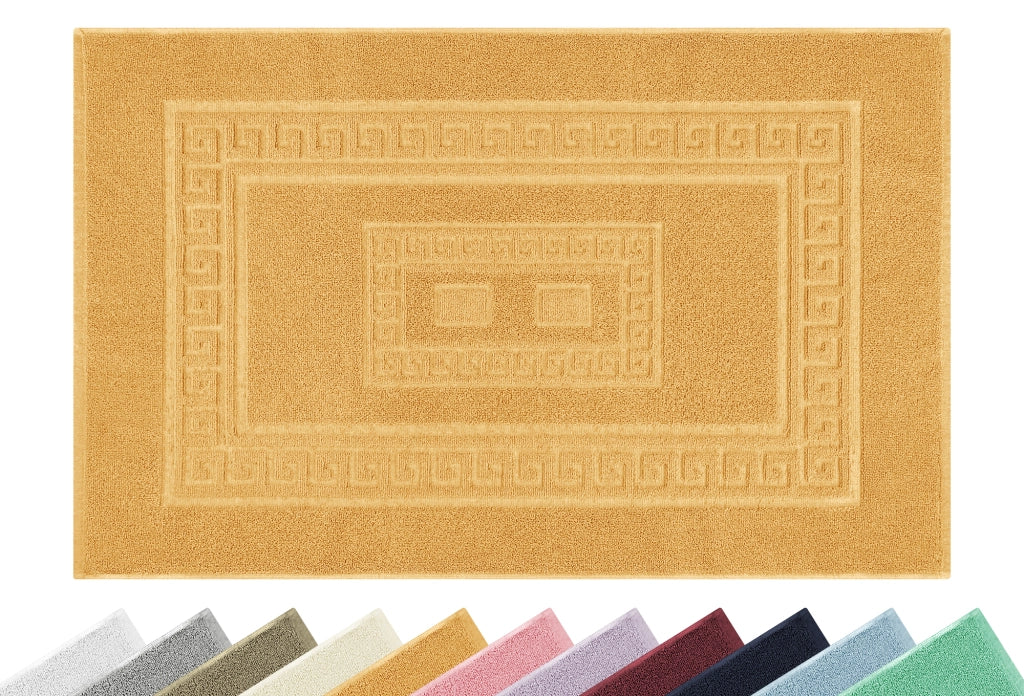 Tappeto Bagno Assorbente In Spugna Varie Misure Da Scendidoccia A Tappeto Grande Lavorazione Jacquard Tinta Unita Ricamo Cornice Lavabile Lavatrice Arancione - Scendidoccia45x60