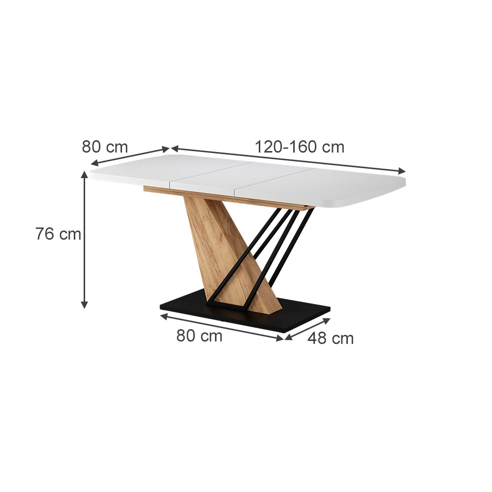 Vicco tavolo da pranzo allungabile Rovere bianco/dorato 120 x 80 cm 2 parti