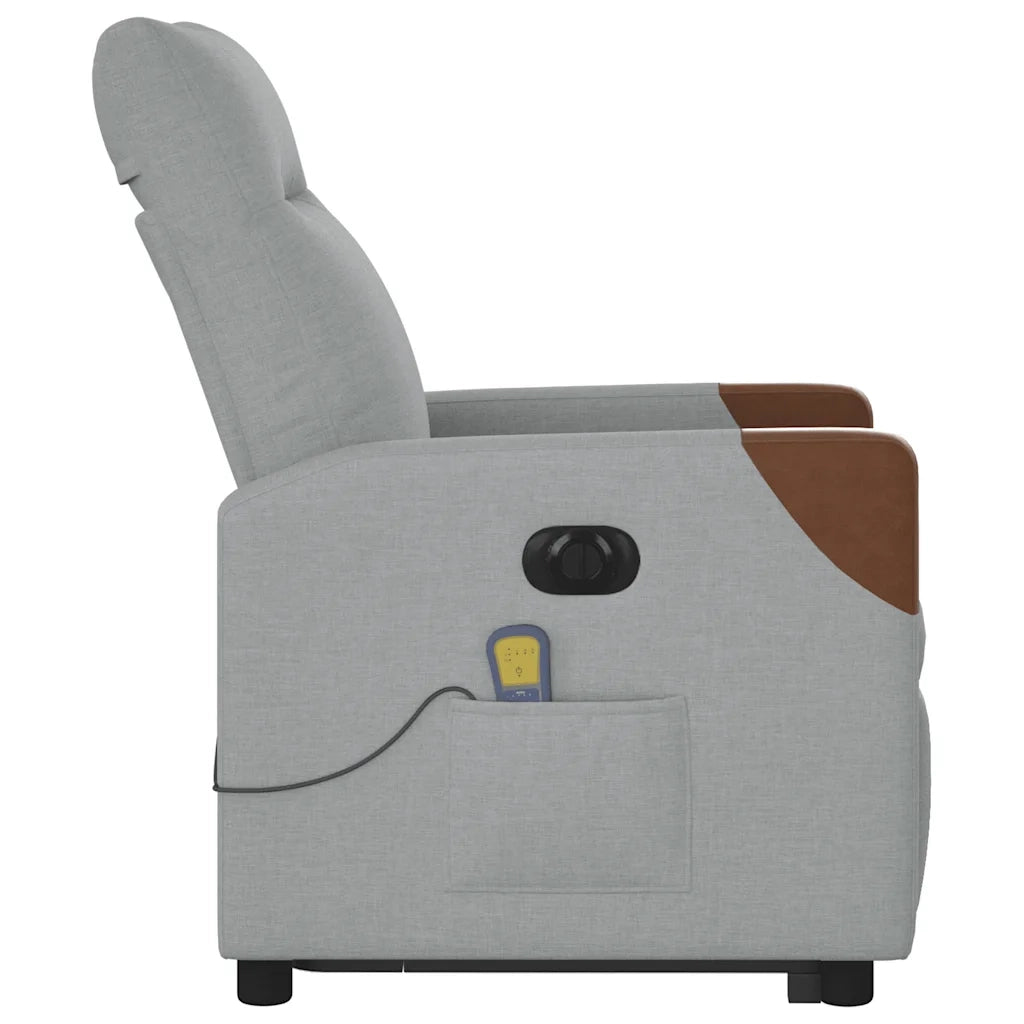 Poltrona Alzapersona Massaggi Elettrica Grigio Chiaro Tessuto 3324030