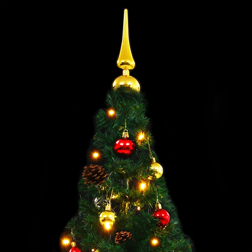 Albero di Natale Artificiale con Palline e LED 210 cm Verde