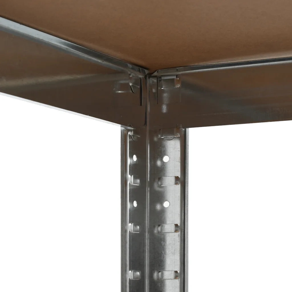 Scaffale Angolare 5 Ripiani Argento Acciaio e Legno Multistrato 144265