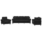 Set di Divani 3 pz con Cuscini Nero in Vellutocod mxl 130856