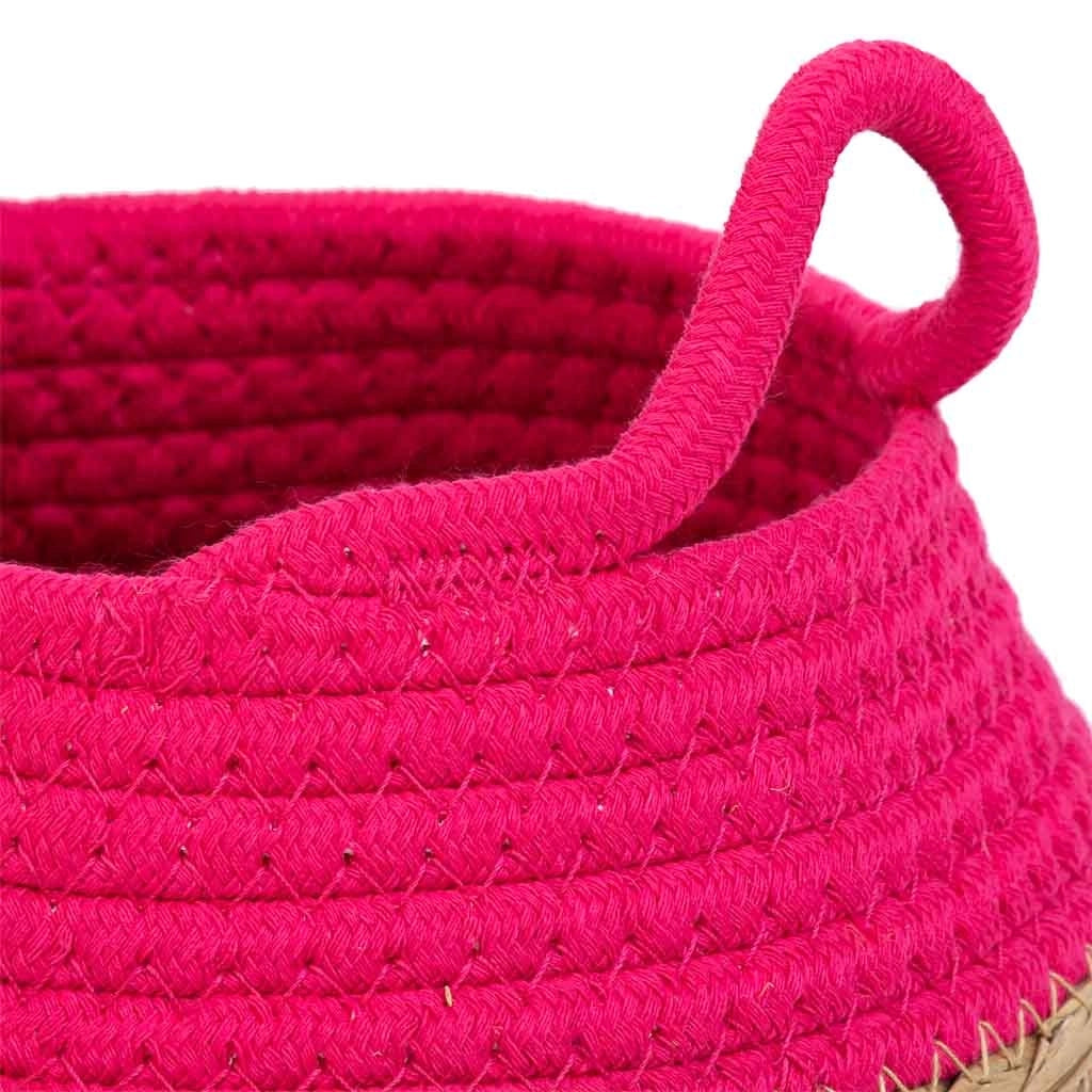 Cesto in fibra naturale e cotone rosa d18x13/16,5h
