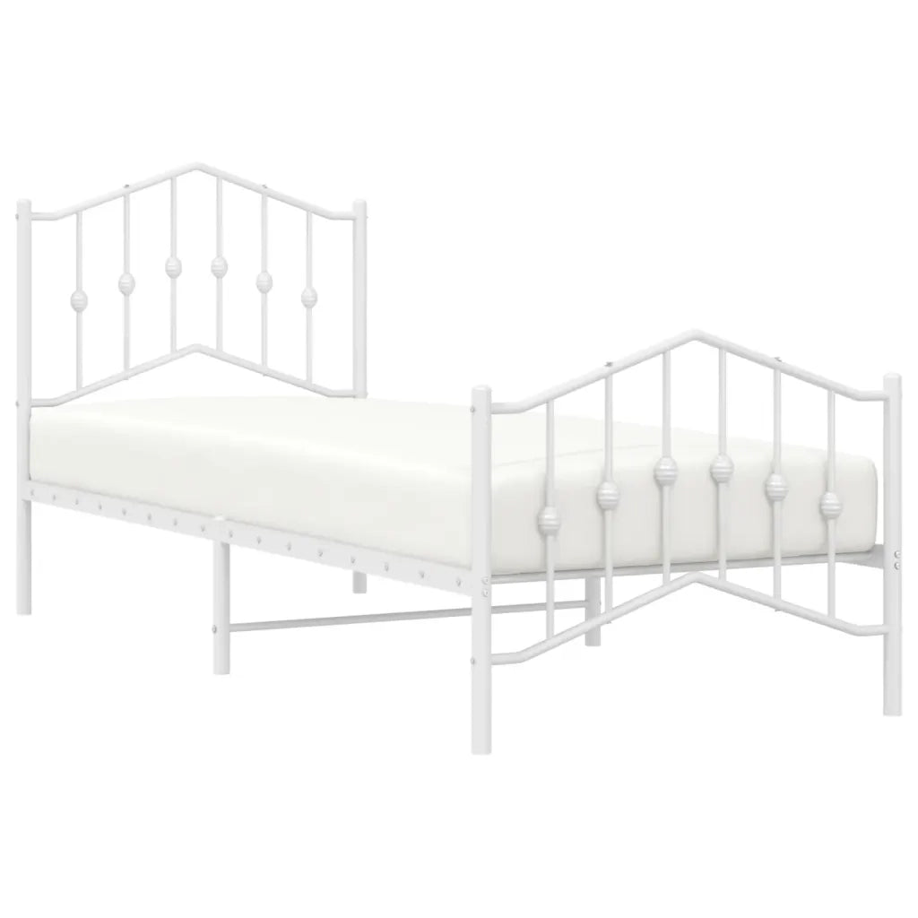 Giroletto con Testiera e Pediera Metallo Bianco 80x200 cmcod mxl 132237