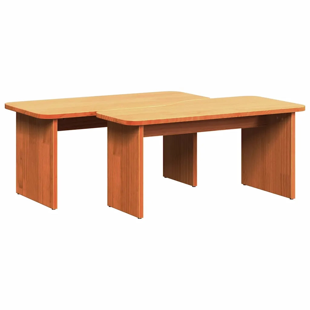 vidaXL Tavolino da salotto 2 pcs Cera marrone 100 x 69 x 35.5 cm