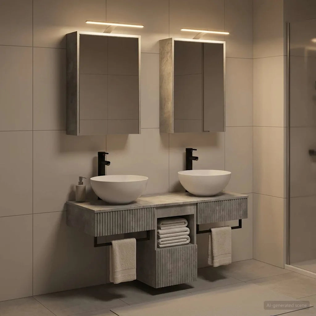 Set di Armadi da Bagno 5 pcs Grigio Cemento 43 x 16 x 62,5 cm 3406282