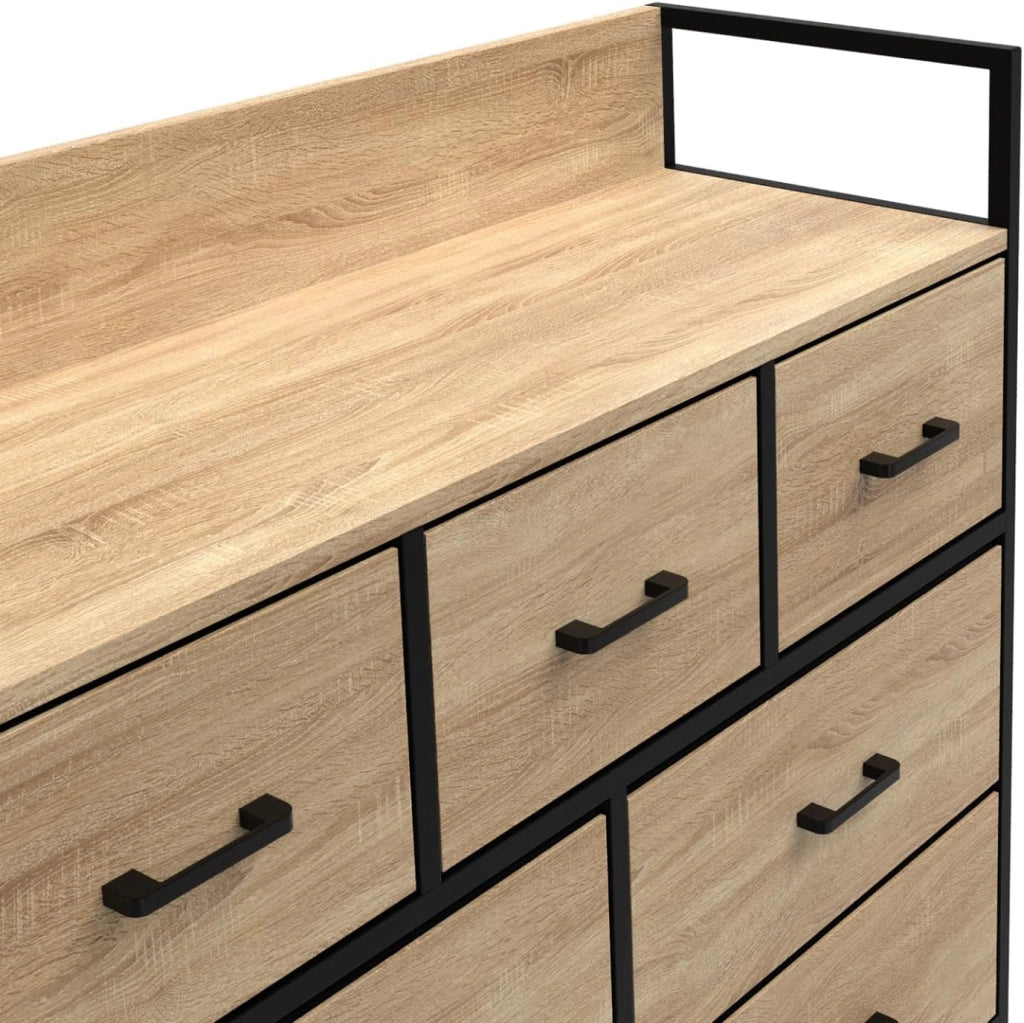 Baúl de tela de 7 cajones UTAH 100 cm mueble de almacenamiento de diseño industrial