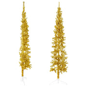 Albero Natale | Decorazioni natalizie Artificiale Sottile a Met¨¤ con Supporto Oro 210cm