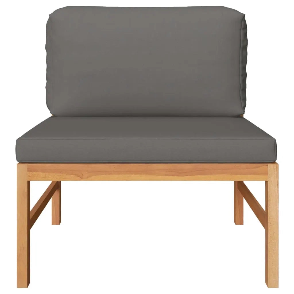 Set Divani Giardino 2 pz Cuscini Grigio Scuro in Legno di Teak 316117