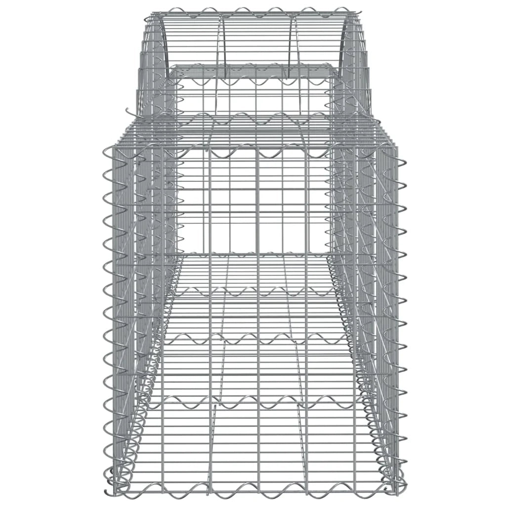 Cestini gabbioni recinzione a gabbia muro di contenimento ad arco 15 pezzi 200 x 50 x 60/80 cm ferro zincato argento 02_0040424