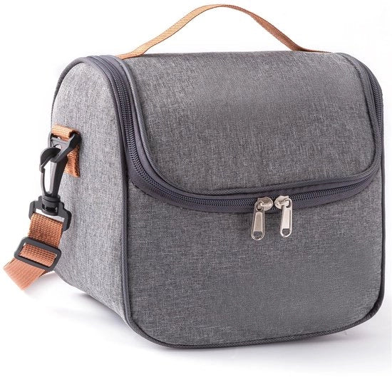 Borsa da Picnic 6,5L, Borsa da pranzo compatta, Borsa ripiegabile isolata, Borsa termica con rivestimento in pellicola, Borsa da pranzo per la strada, Ufficio, Scuola, Viaggio, Trasporto di cibo (Grigio, 6,5L)