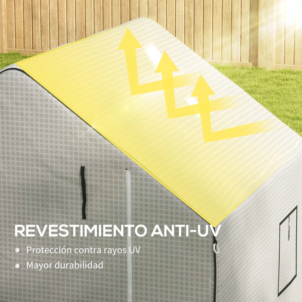 Serra da giardino con finestra e porta a rullo ¨C zephmum ¨C bianco 140x143x190cm