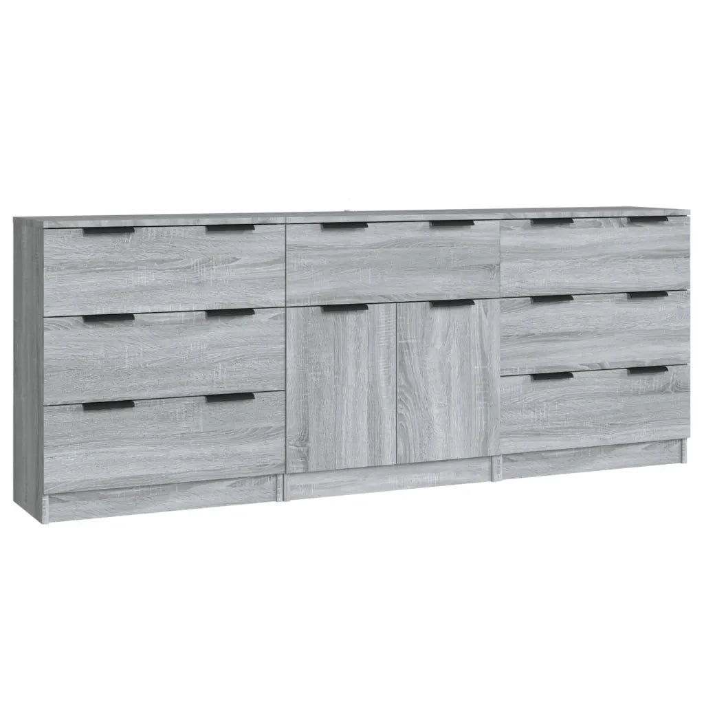 Credenze 3 pz Grigio Sonoma in Legno Multistrato cod mxl 9166