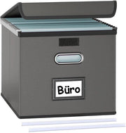 Archivio A4 con coperchio, contenitore per materiali di apprendimento in stile elegante con finitura in pelle, pieghevole, grigio, adatto per uso domestico e ufficio, e archivio (grigio)