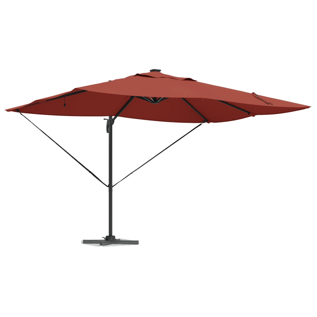 Ombrello a Sbalzo Roma con LED Terracotta 352x251x265 cm Alluminio